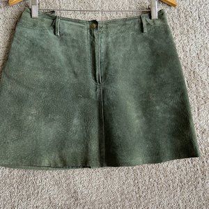 Green suede skirt